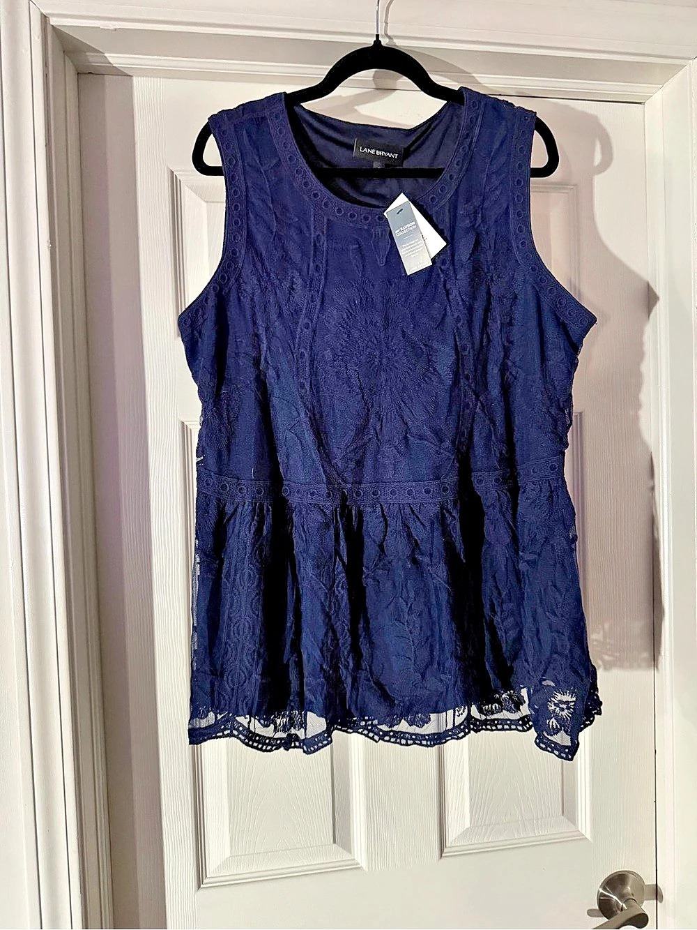 Lane Bryant Lace Hem Sleeveless Top in Blue NWT